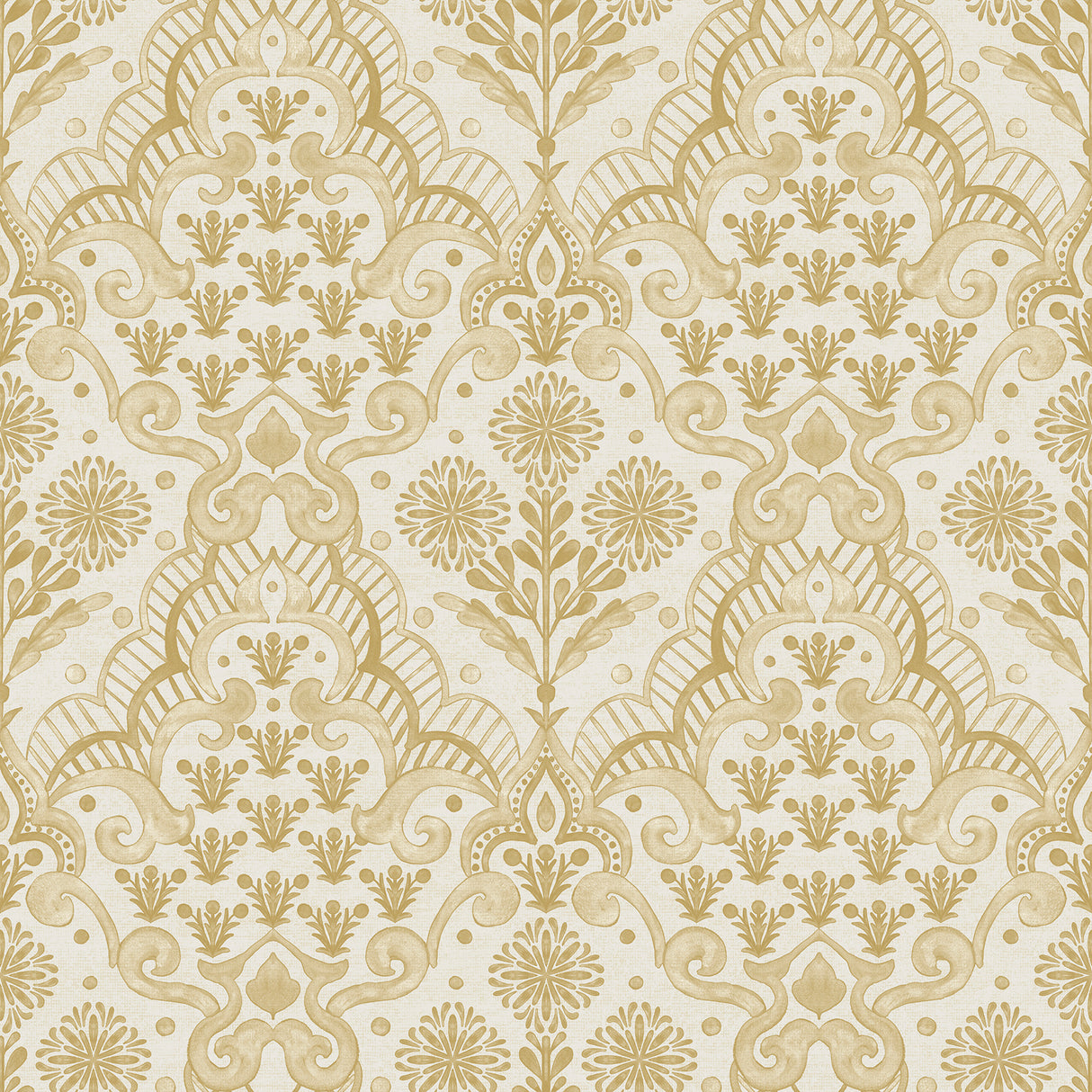 Brownstone Blooms Ochre Peel and Stick Wallpaper by NuWallpaper - BBS6551