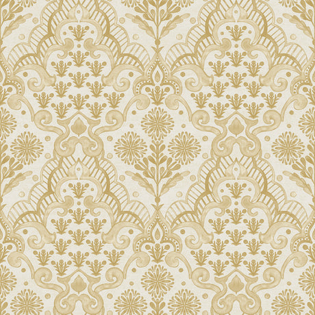 Brownstone Blooms Ochre Peel and Stick Wallpaper by NuWallpaper - BBS6551