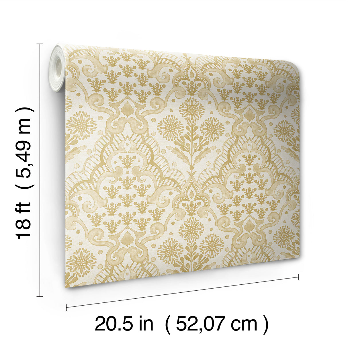 Brownstone Blooms Ochre by NuWallpaper Peel and Stick Damask Botanical Wallpaper, Brownstone Boys Collection, 20.5-in x 18-ft Roll - BBS6551