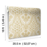 Brownstone Blooms Ochre by NuWallpaper Peel and Stick Damask Botanical Wallpaper, Brownstone Boys Collection, 20.5-in x 18-ft Roll - BBS6551