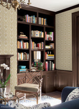 Brownstone Blooms Ochre by NuWallpaper Peel and Stick Damask Botanical Wallpaper, Brownstone Boys Collection, 20.5-in x 18-ft Roll - BBS6551