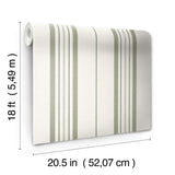 Townhouse Stripe Ivy by Brownstone Boys x WallPops NuWallpaper Traditional Linen Texture Vertical Stripe Peel and Stick Wallpaper - BBS6552