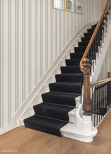 Townhouse Stripe Ivy by Brownstone Boys x WallPops NuWallpaper Traditional Linen Texture Vertical Stripe Peel and Stick Wallpaper - BBS6552
