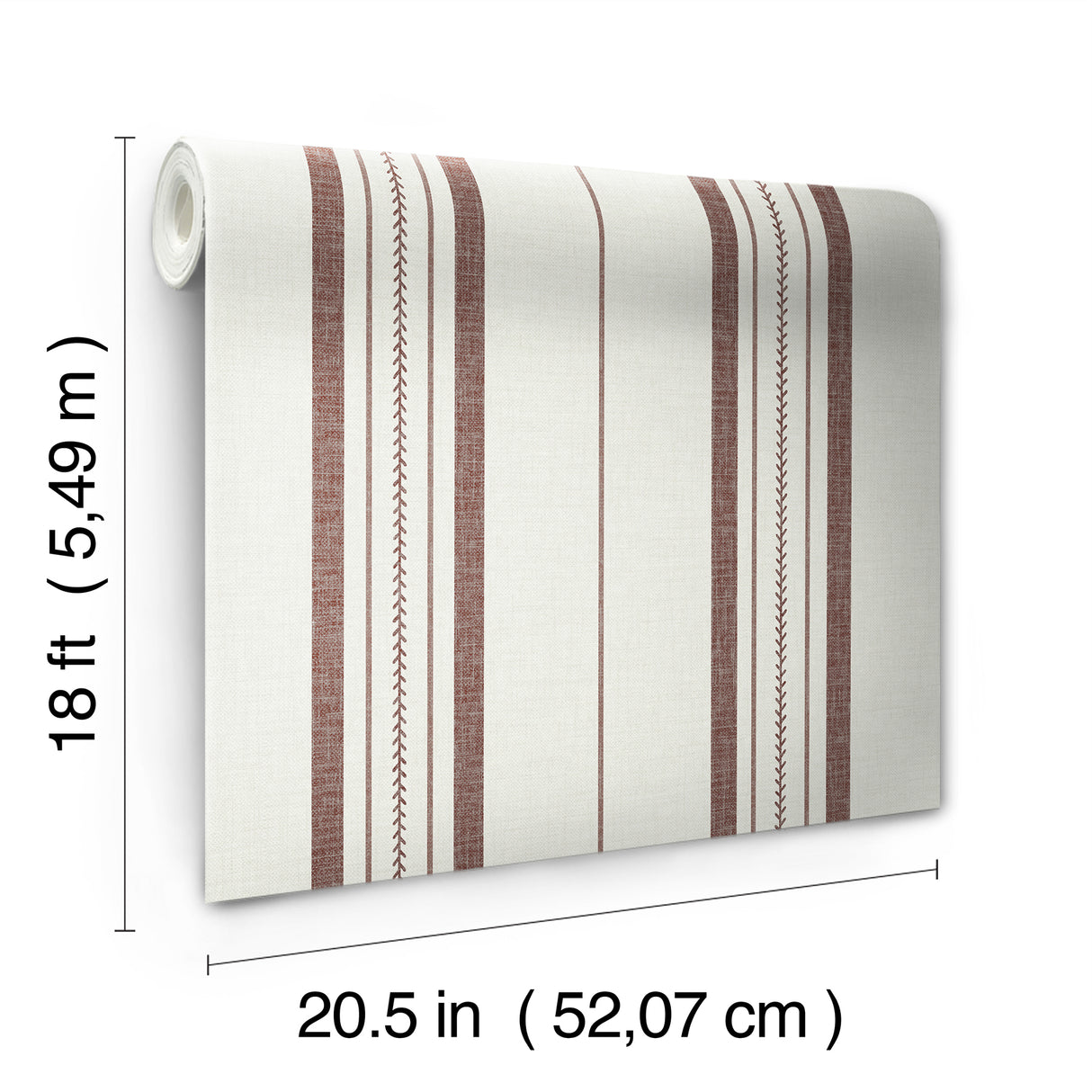 Townhouse Stripe Maroon by NuWallpaper x Brownstone Boys Traditional Linen-Textured Vertical Stripe Peel and Stick Wallpaper - BBS6553