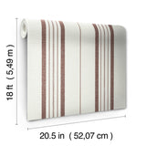 Townhouse Stripe Maroon by NuWallpaper x Brownstone Boys Traditional Linen-Textured Vertical Stripe Peel and Stick Wallpaper - BBS6553
