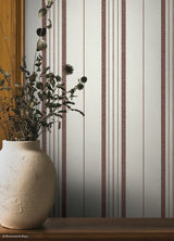 Townhouse Stripe Maroon by NuWallpaper x Brownstone Boys Traditional Linen-Textured Vertical Stripe Peel and Stick Wallpaper - BBS6553