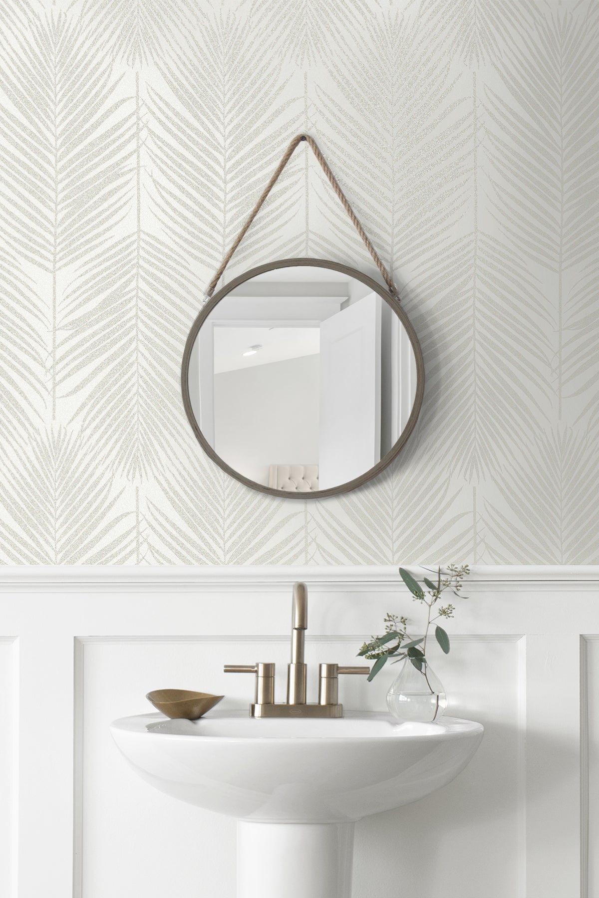 Persei Palm Chardonnay by Etten Beaded Botanical Wallpaper – Seabrook Designs BD50000