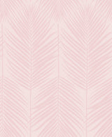 Blush palm frond botanical wallpaper in a soft semi-gloss finish