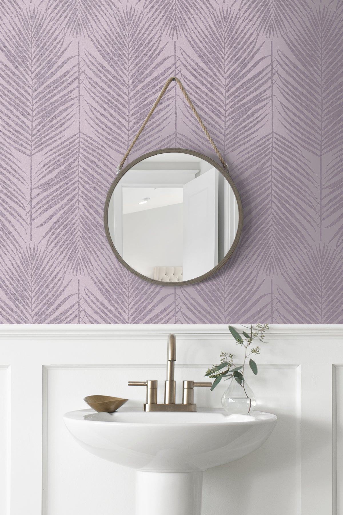 Persei Palm Lilac by Etten Beaded Botanical Palm Leaf Wallpaper – Seabrook Designs BD50009