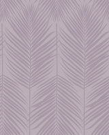 Persei Palm lilac botanical wallpaper with stylized palm fronds in a semi-gloss finish.