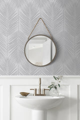 Persei Palm Nickel by Etten Beaded Palm Frond Wallpaper – Seabrook Designs BD50010