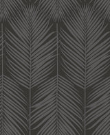 Persei Palm wallpaper in Midnight Galaxy featuring a contemporary palm frond pattern in black and charcoal.