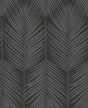 Persei Palm wallpaper in Midnight Galaxy featuring a contemporary palm frond pattern in black and charcoal.