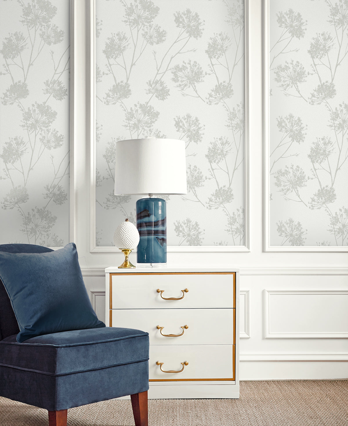 Wild Grass Chardonnay by Etten Beaded Botanical Wallpaper – Seabrook Designs BD50200