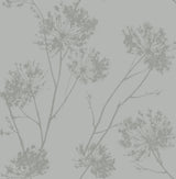 Wild Grass wallpaper in Silversmoke with delicate botanical silhouettes on a soft gray background