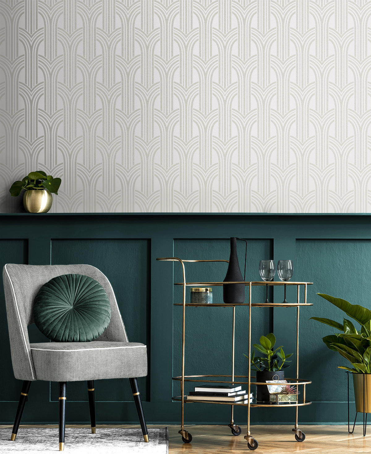 Déco Arches Off-White by Etten Beaded Geometric Wallpaper – Seabrook Designs BD50400