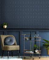 Deco Arches Blue Lustre by Etten Beaded Geometric Wallpaper – Seabrook Designs BD50402