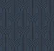 Deco Arches wallpaper in Blue Lustre with an Art Deco arch geometric pattern and subtle metallic look