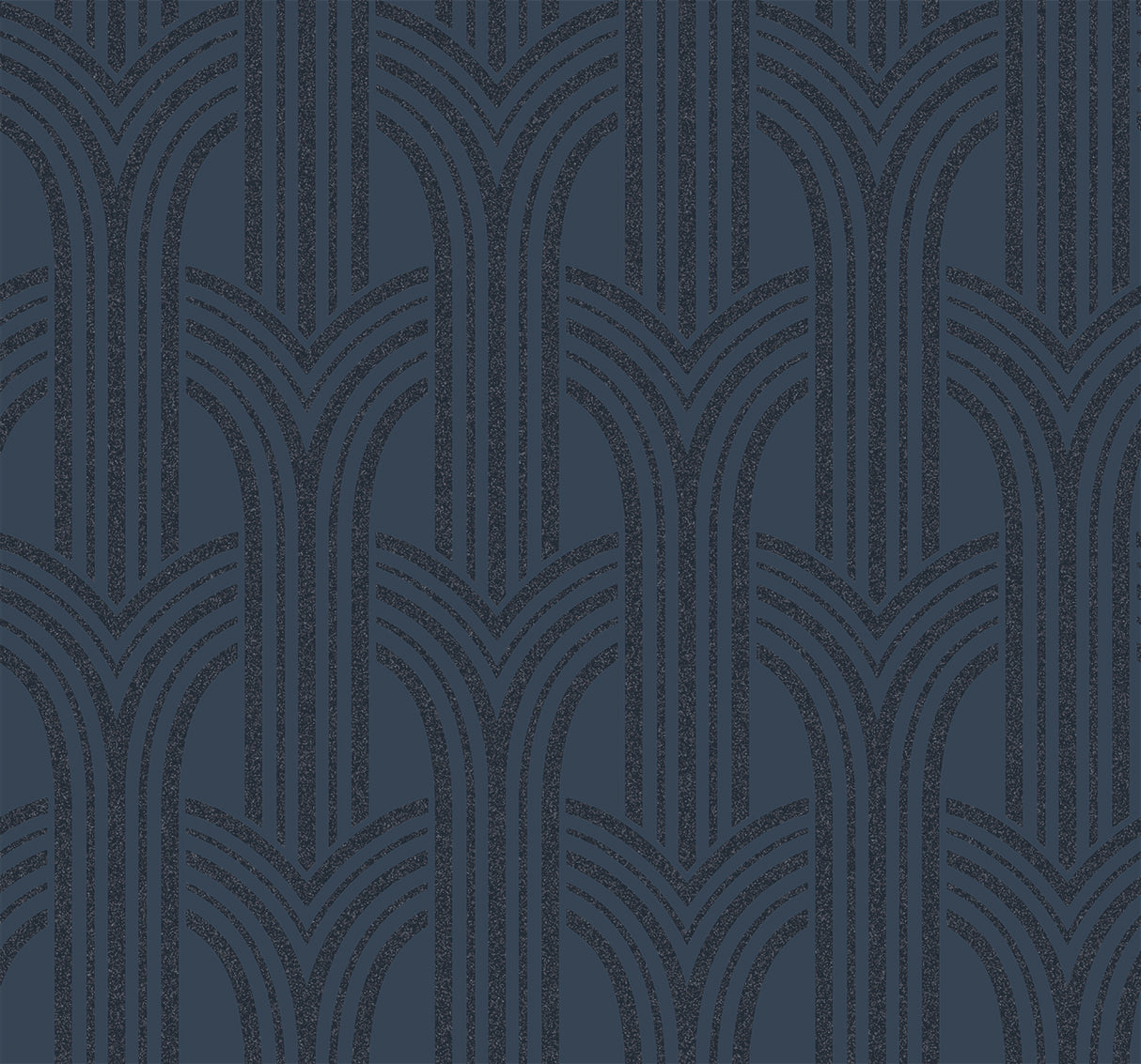 Deco Arches wallpaper in Blue Lustre with an Art Deco arch geometric pattern and subtle metallic look