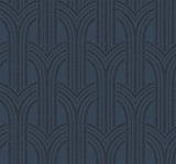 Deco Arches wallpaper in Blue Lustre with an Art Deco arch geometric pattern and subtle metallic look