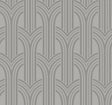 Nickel silver-grey art deco arch geometric wallpaper pattern with semi-gloss finish