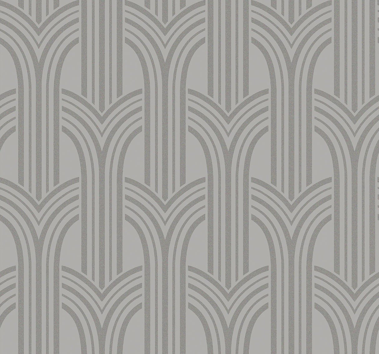Nickel silver-grey art deco arch geometric wallpaper pattern with semi-gloss finish