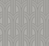 Nickel silver-grey art deco arch geometric wallpaper pattern with semi-gloss finish
