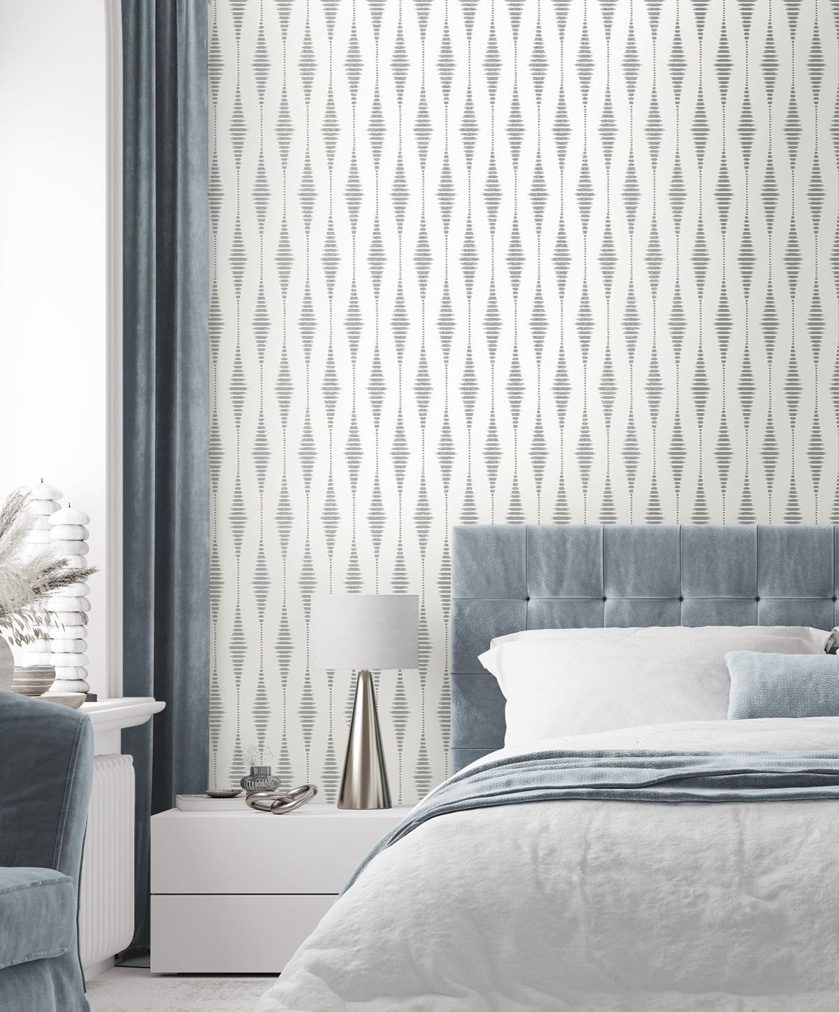 Diamond Stripe Pearlescent by Etten Beaded Geometric Wallpaper – Seabrook Designs BD50600