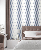 Diamond Stripe Celestial Blue & Pearl by Etten Beaded Geometric Wallpaper – Seabrook Designs BD50602
