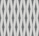 Diamond Stripe wallpaper in Nickel & Galaxy with charcoal geometric stripe columns on a light background.