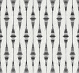 Black satin diamond-stripe geometric wallpaper on a pearl background