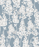 Larkspur Blue Peel & Stick Wallpaper with Botanical Floral Pattern, Farmhouse Style - Brewster BDS6071