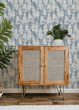 Larkspur Blue Peel & Stick Wallpaper with Botanical Floral Pattern, Farmhouse Style - Brewster BDS6071