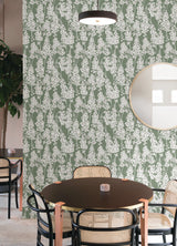 Larkspur Sage Peel & Stick Wallpaper with Botanical Floral Motif - NuWallpaper BDS6072