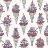 Floral Ice Cream Pink Peel & Stick Wallpaper with Botanical Ice Cream-Cone Floral Pattern - NuWallpaper BDS6075