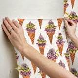 Floral Ice Cream Orange Peel & Stick Wallpaper with Modern Botanical Flowers Pattern - NuWallpaper BDS6076