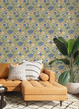 Moody June Blooms Bright Peel & Stick Wallpaper in Multicolor Floral Damask - Brewster BDS6077