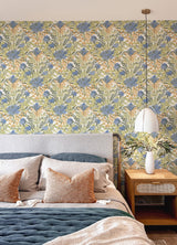 Moody June Blooms Bright Peel & Stick Wallpaper in Multicolor Floral Damask - Brewster BDS6077