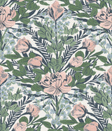 Moody June Blooms Soft Peel & Stick Wallpaper Soft Multi Floral Damask - NuWallpaper BDS6078