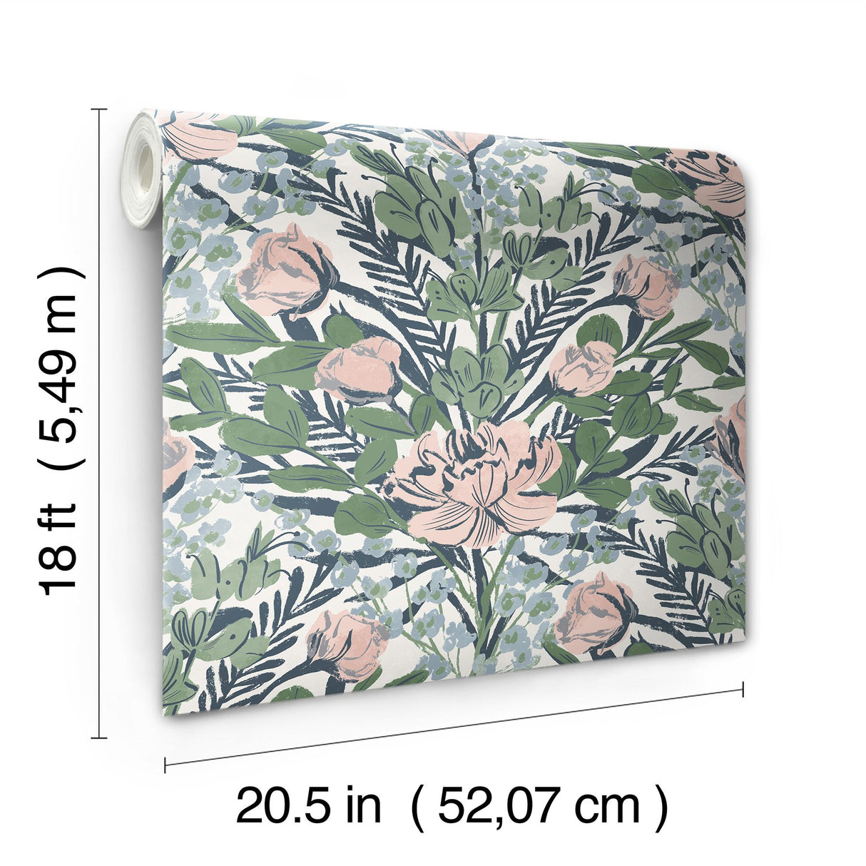 Moody June Blooms Soft Peel & Stick Wallpaper Soft Multi Floral Damask - NuWallpaper BDS6078