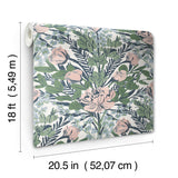 Moody June Blooms Soft Peel & Stick Wallpaper Soft Multi Floral Damask - NuWallpaper BDS6078
