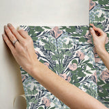 Moody June Blooms Soft Peel & Stick Wallpaper Soft Multi Floral Damask - NuWallpaper BDS6078