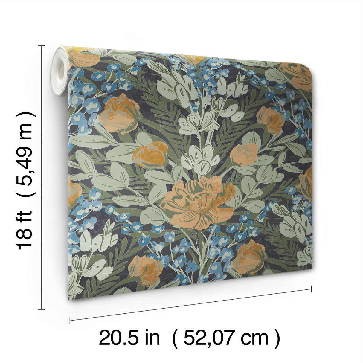 Moody June Blooms Dark Peel & Stick Wallpaper with Botanical Floral Damask - NuWallpaper BDS6079