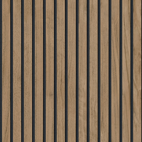 Panacea Brown Wood slat-look wallpaper roll BG1157