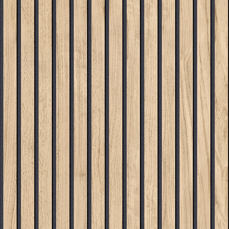 Panacea Light Brown Wood slat wallpaper by Belgravia Decor BG1158