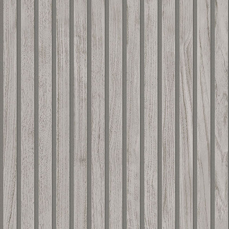 Panacea Grey Wood Wallpaper with narrow vertical wood-slat look