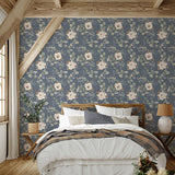 Bramble Blue by Belgravia Decor Floral Wallpaper – Brewster Home Fashions BG2300