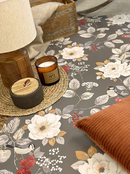 Bramble Charcoal by Belgravia Decor Floral Wallpaper- Brewster Home Fashions BG2303