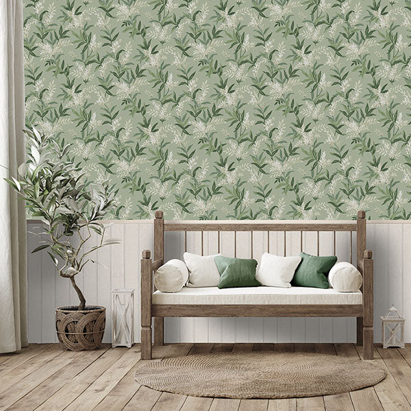 Olivia Sage by Belgravia Decor Floral Wallpaper- Brewster Home Fashions BG5907