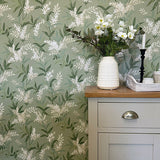 Olivia Sage by Belgravia Decor Floral Wallpaper- Brewster Home Fashions BG5907